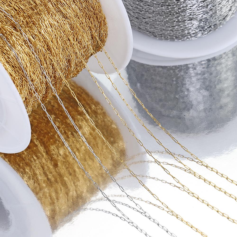 10Meters 2Meters Stainless Steel Gold Color Chain Thin Beading Cable Chains DIY Bracelet Necklace Jewelry Making Wholesale Bulk