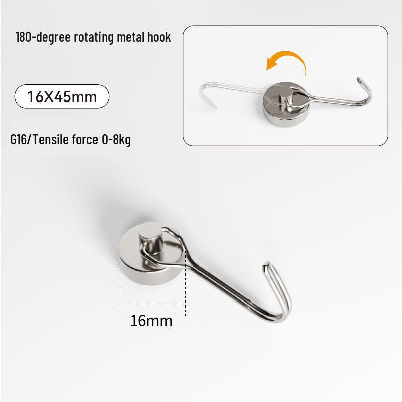 Heavy-Duty Self-Adhesive Rotating Magnetic Hook - No Drilling Required