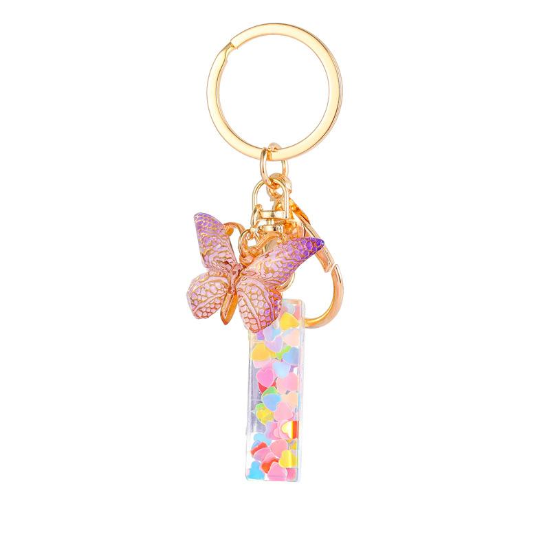 Light Purple Sequin Fringe Resin Keychain 26-Letter Accessory Classic Retro Durable Bag Charm Practical Gift For Friends And Family