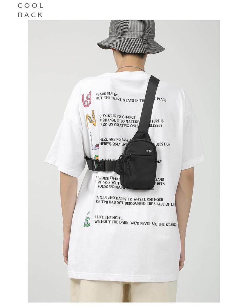 Men's Nylon Color Block Motorcycle Crossbody Bag - Trendy Japanese & Korean Casual Sports Style