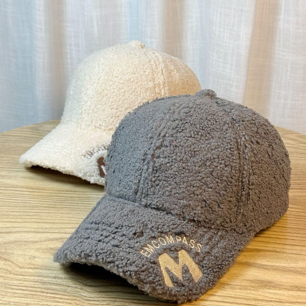 Hat Women's Autumn and Winter Thickened Warm Baseball Cap Korean Style Ins Trendy Shearling Face Revealing Small Versatile Peaked Cap