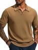 2026 Summer Men's Lightly Mature V-neck Knit Polo: Retro American Style Short Sleeve T-shirt, Solid Color for Commute and Casual Wear.