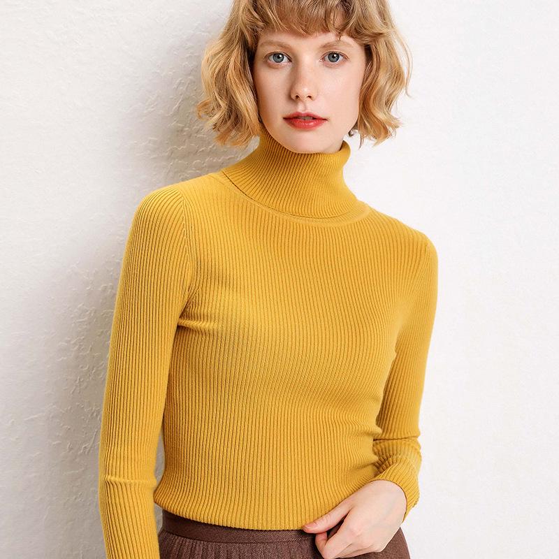 2026 Autumn Winter Women's High Neck Ribbed Knit Sweater - Thick Slim Fit Pullover