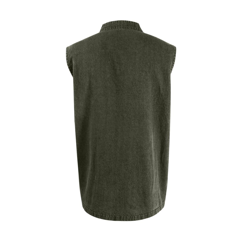 Men's Summer Solid Color Pocket Sports Buttons Vest Men's Sports Casual Vest