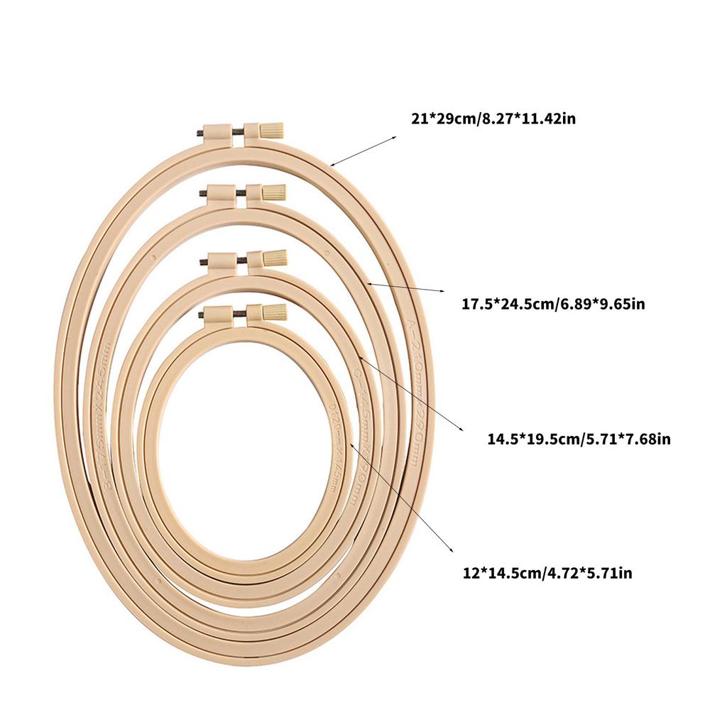 4Pieces Stitching Hoop Spring Clip Oval Shape Embroidery Hoop Stitching Embroidery Frame for Embroidery Sewing Stitching