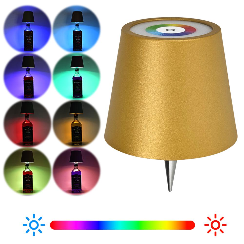 LED Table Lamp Rechargeable RGB Bottle Lamp 2000mAh Dimmable Cordless Bottle Light for Bedroom Restaurant & Bar Christmas Gifts