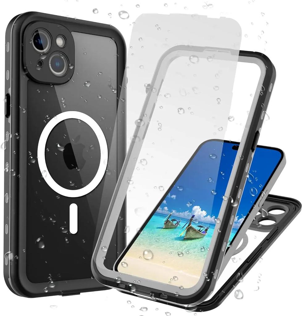 For iPhone Air 17 17e 16e 16 15 14 Plus 13 Pro Max IP68 Waterproof Magnetic Clear Case Diving Swim Full Protection Shockproof