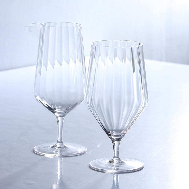 Nordic Transparent Crystal Glass Goblet Gusseted Vertical Design For Red White Wine Champagne Barware