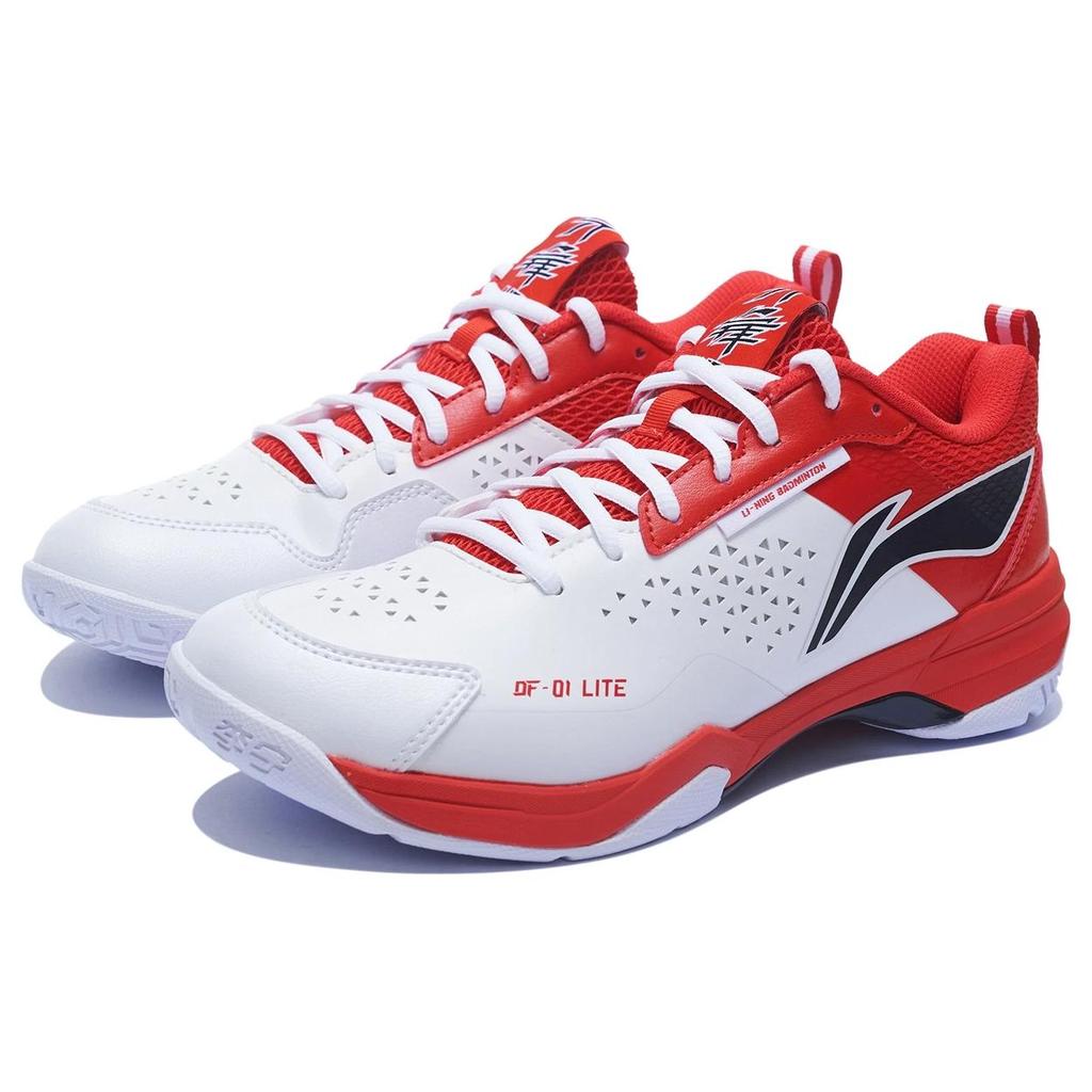 New LiNing Blade LITE Blade Lite Cushioning Anti Slip And Wear Resistant Rebound Low Top Badminton Shoes Unisex White Red AYZT005-4