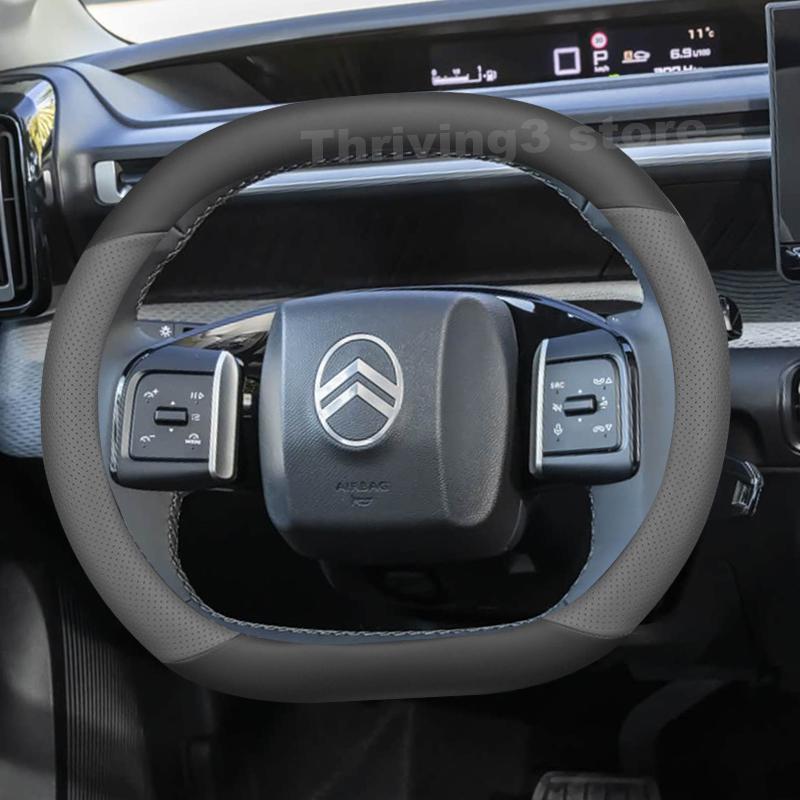 Leder Auto Lenkradabdeckung Für Citroen C3 Hybrid e C3 2023 2024 2025 Rutschfest Auto Innenraum Citroen e C3 Zubehör 2025
