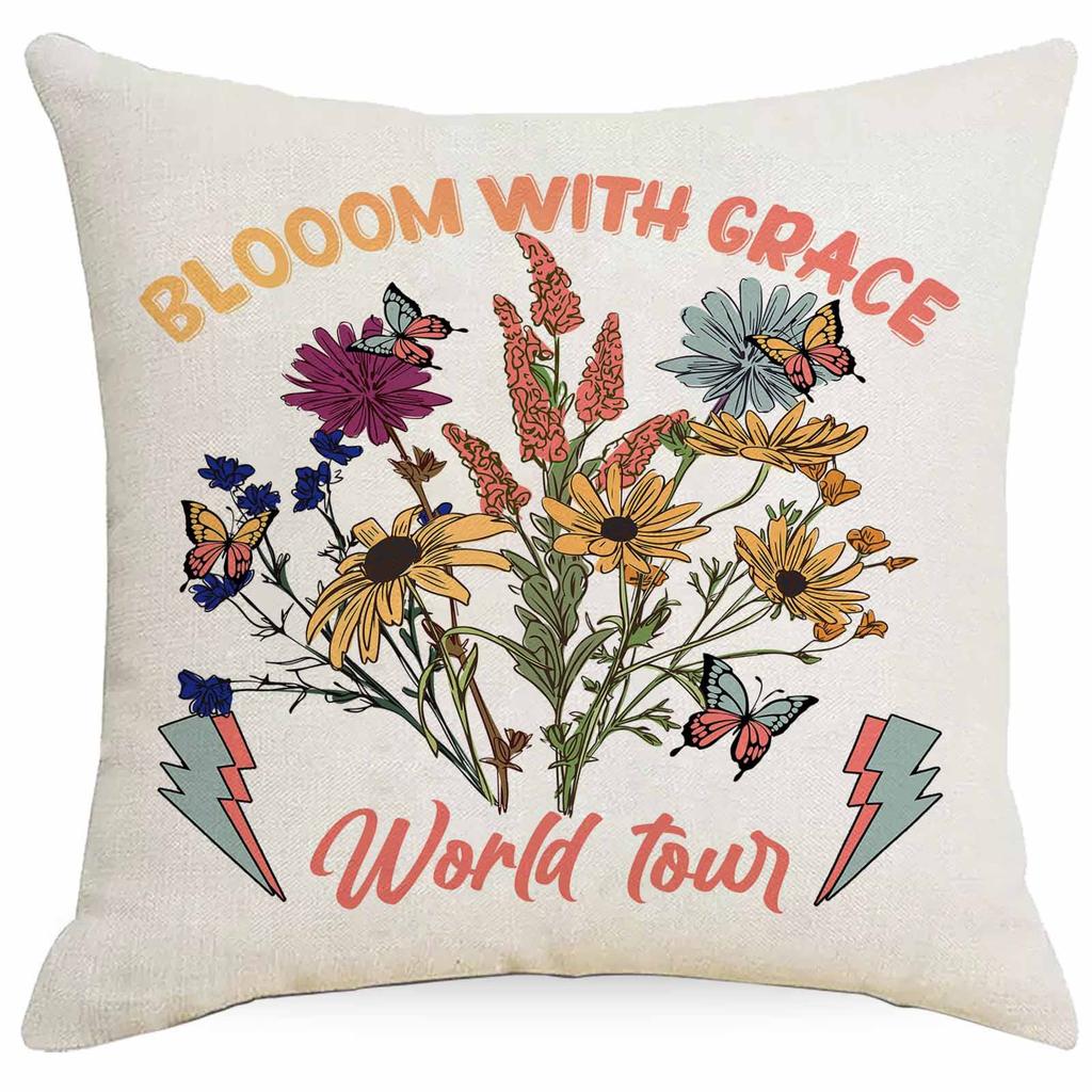 Western Summer Butterfly Bee Flower Pillowcase Home Sofa Cushion Pillowcase Decoration