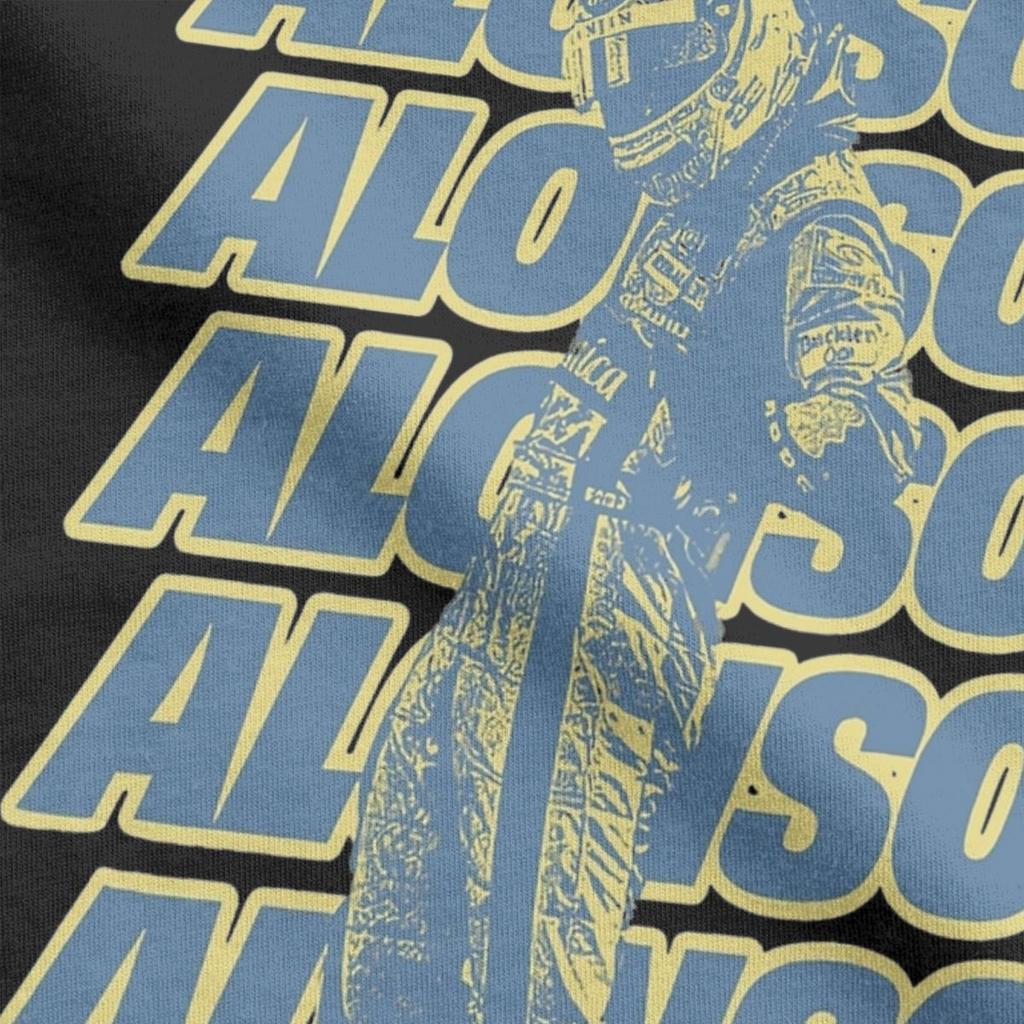 Men T-Shirt Fernando Racing Alonsos Retro Driver Cool Cotton Tee Shirt Short Sleeve 14 Cars T Shirts Crewneck Clothing Printed