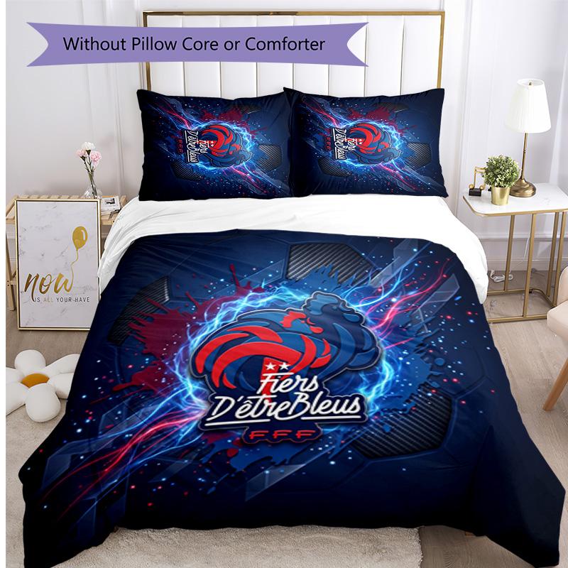 France Football Printed Bedding 3 Piece Set Cozy Breathable Bed Cover Set as Housewarming Holiday Gift