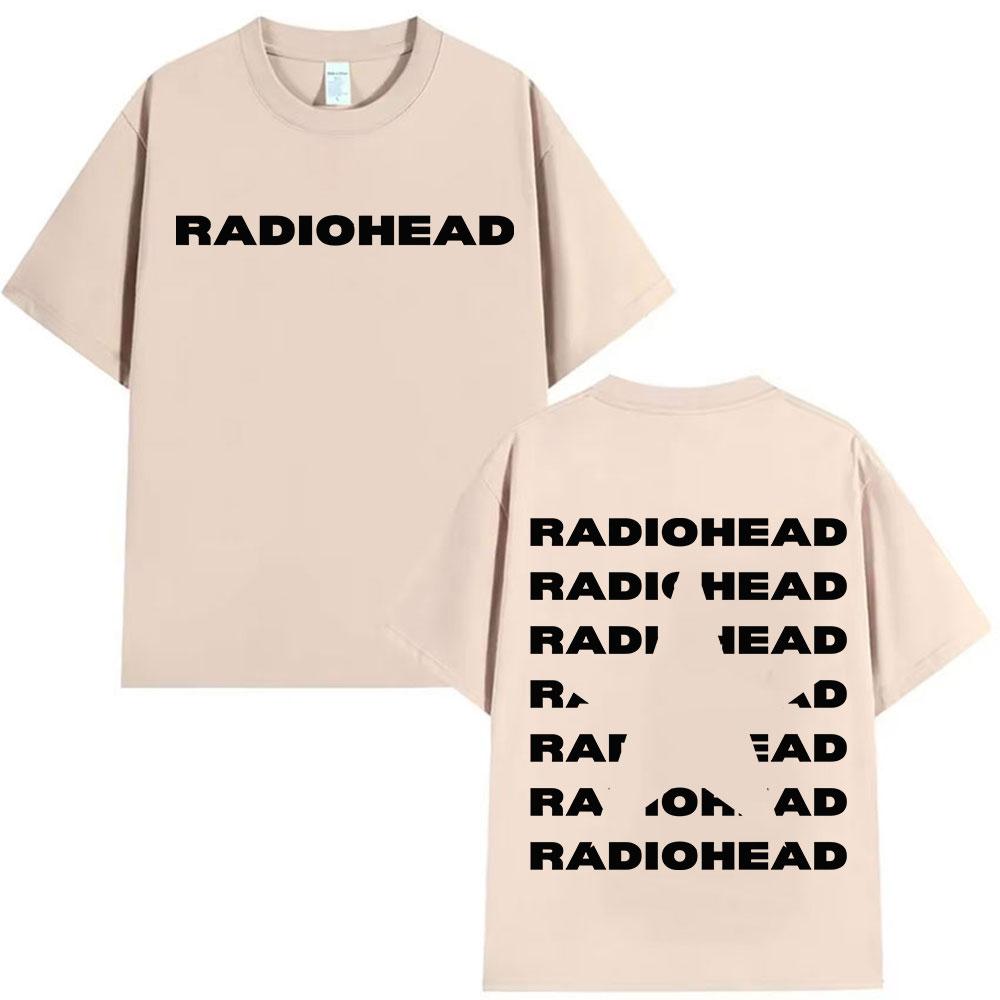 Rock Band Radiohead Tour 2025 Logo T Shirts Mens Fashion Pop Clothing Oversized Tshirt Unisex Hip Hop High Quality Cotton Tees