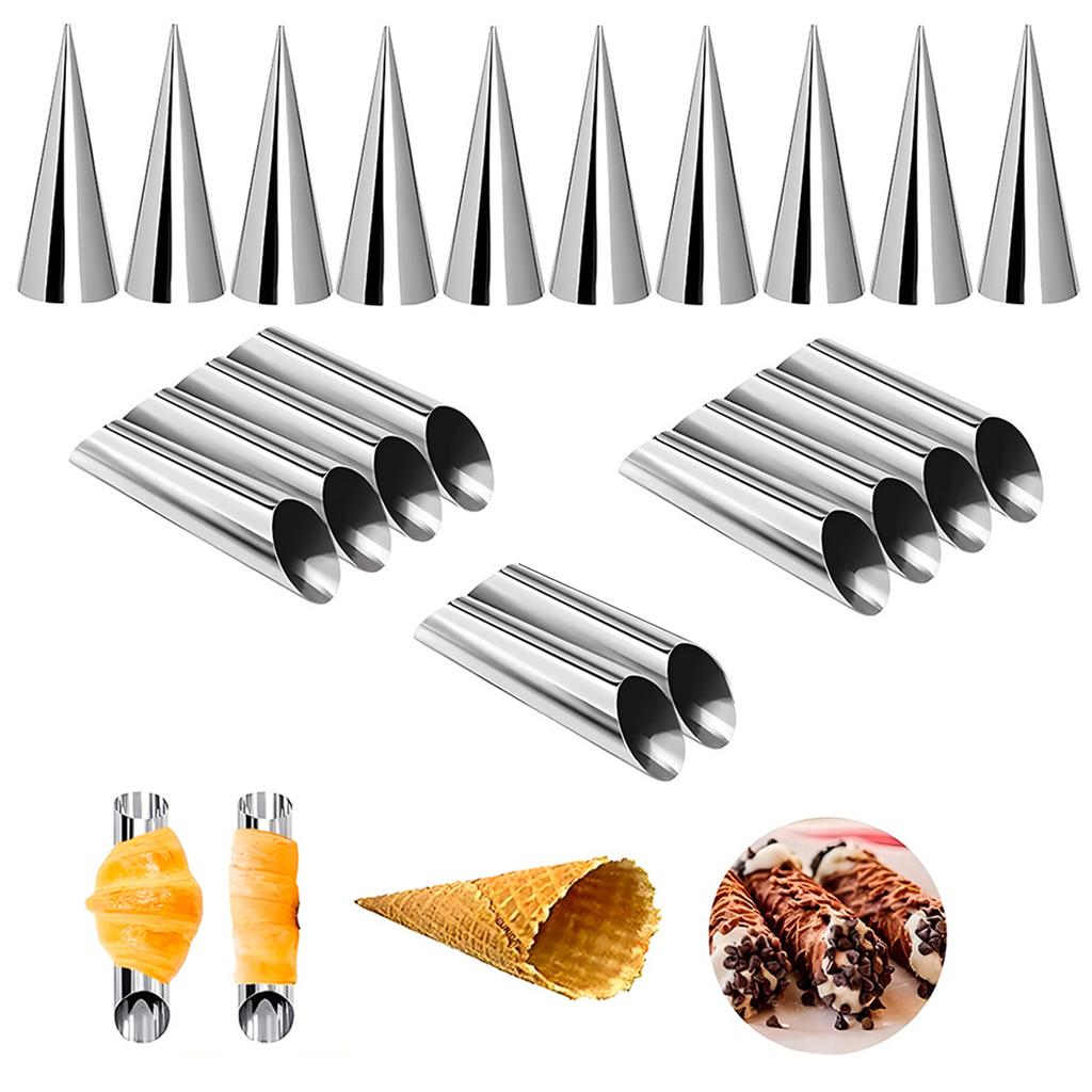 20PCS Croissant Molds Stainless Steel Round Tube Cone Tube Breads Mould Dessert Baking Tools Household Kitchen Bakery Gadgets