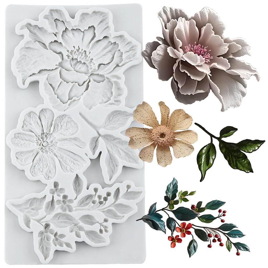 Rose Pfingstrose Silikonform Elster Blume Blätter Fondantformen Kuchen Dekorationswerkzeuge Themenkuchen Dessert Dekoriert Schokoladen Bonbonform