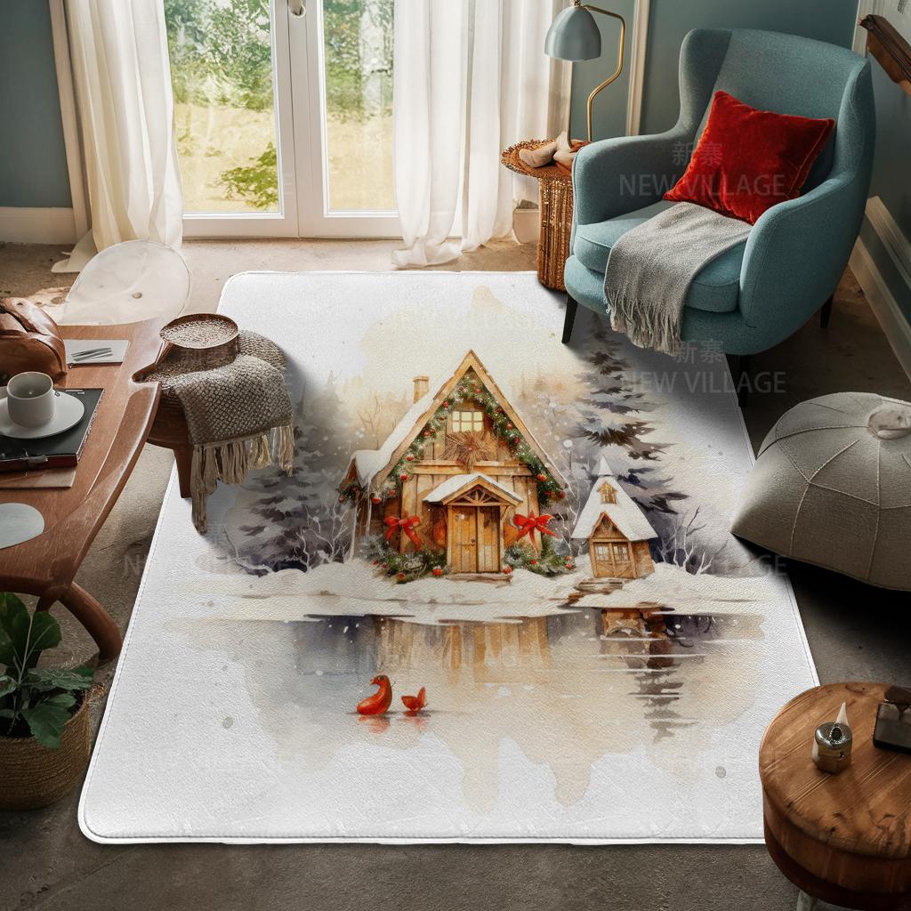 House Entrance Carpet Home Door Mat Living Room Bath Foot Bathroom Non-slip Water Absorption Rugs Bath Merry Christmas Winter