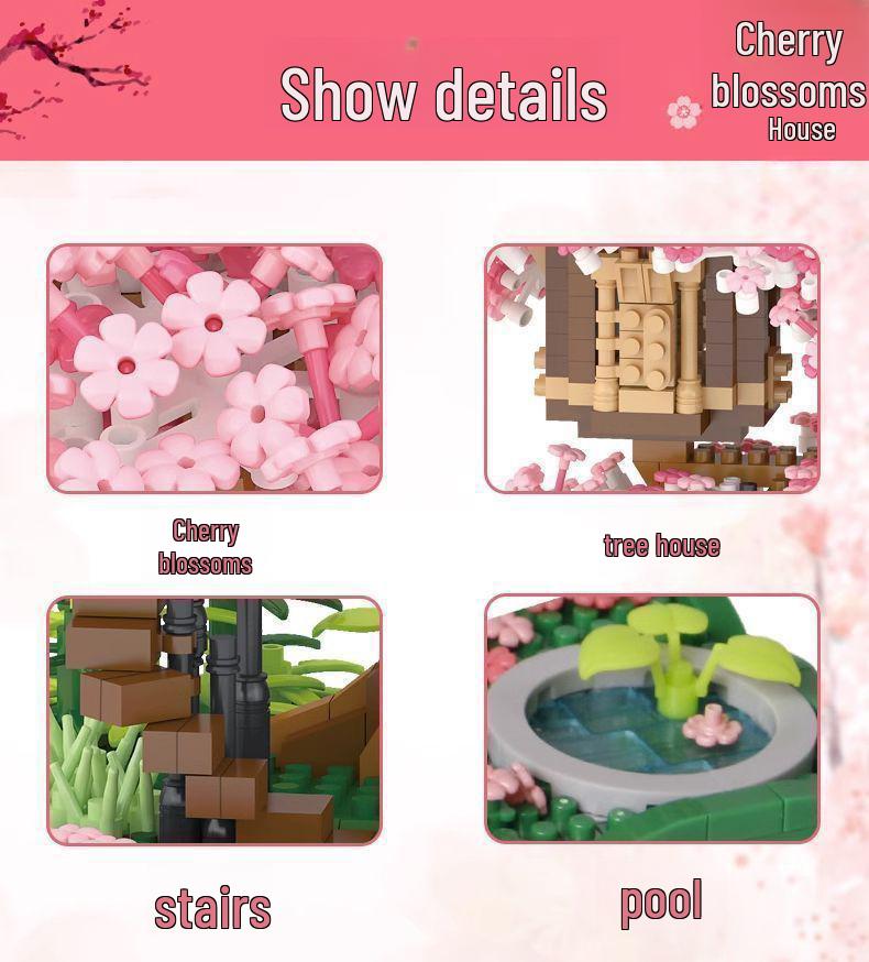 Compatible Purple Cherry Blossom Tree House for Lego with Castle Bouquet, Assembly Toys for Kids, Gift & Exquisite Ornament