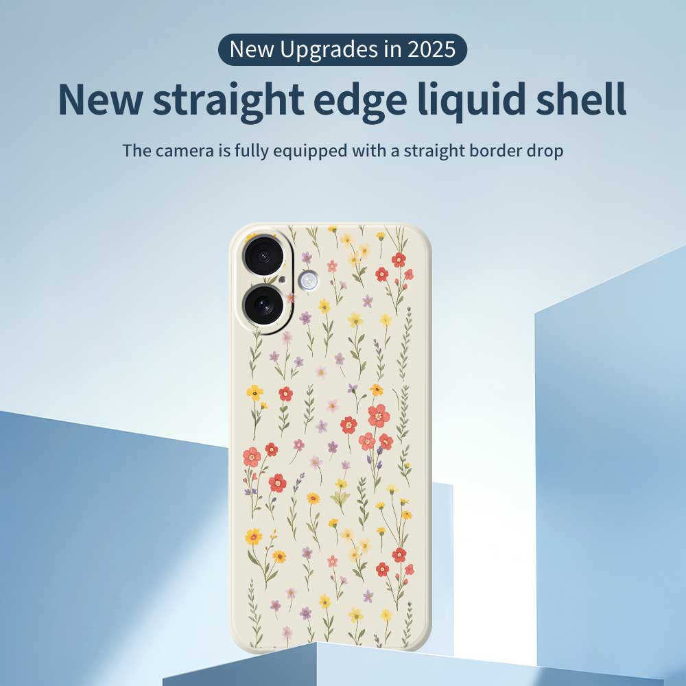 For iPhone 17 Case Flowers and Grass Pattern Printing Straight Edge TPU Phone Back Cover