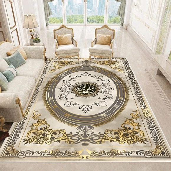 Luxury European Style Carpets Living Room Sofa Side Rugs Home Decoration Soft Golden Carpet Bedroom Cloakroom Hallway Floor Mat