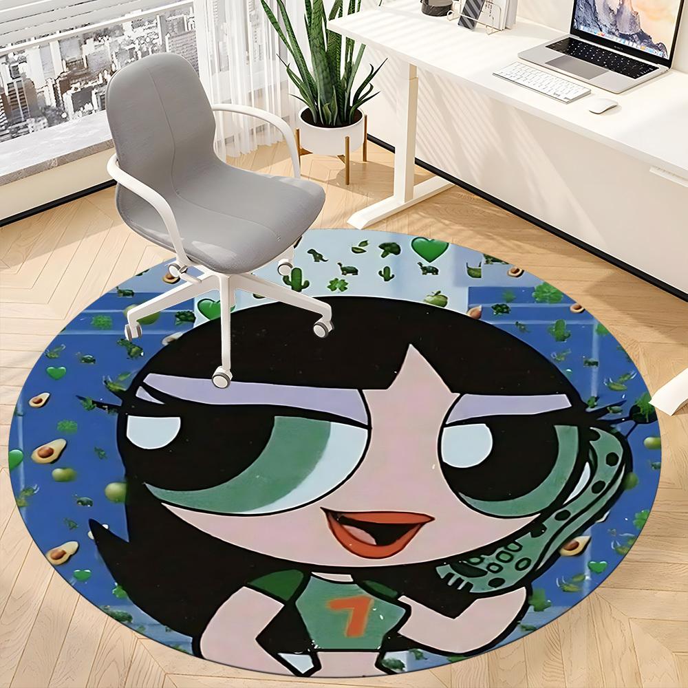 1pc Powerpuff Girls Office Round Area Rug, Indoor Mat Suitable For Office, Under Office Chairs Bedroom Living Room Home Decor  a0908132
