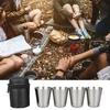 4Pcs/Set  Stainless Steel Wine Shot Mini Silver Glasses Barware Cup With Leather Cover Bag For Home Kitchen Bar