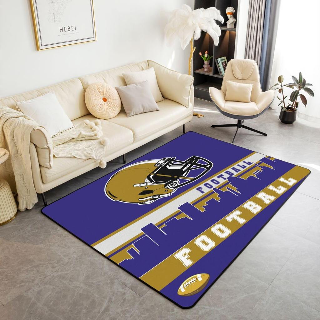 Erose Braut Fußball Stadt Bereichsteppich 4'11" x 3'3" Fußballteppich für Jungen Mädchen Braun Rot Rugby Spiel Teppich Fußballfans Schlafzimmer Dekor Sport B