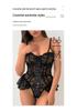 European-Style Women's Black Lace Strappy Bodysuit Lingerie Set
