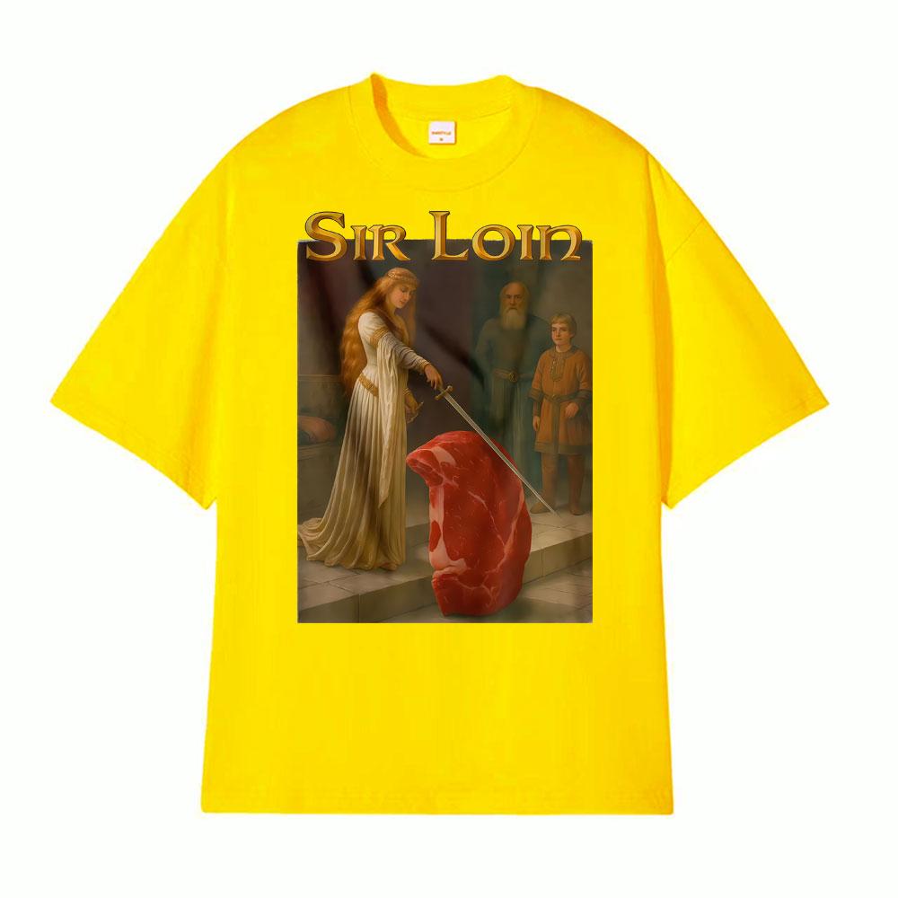 Sir Loin Lustiges Ritter Meme T-Shirt Herren Kleidung Mode High Street T-Shirts Unisex Sommer 100% Baumwolle Locker Freizeit T-Shirt Oberteile