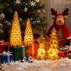 4 Pcs Light Up Christmas Tree Figurines Resin Christmas Tree Tabletop Decoration