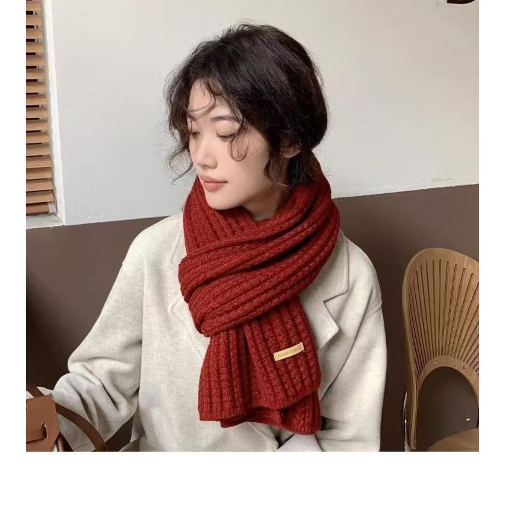 Knitted Scarf with Yarn for Women, Autumn and Winter, Korean Version, Thickened and Warm Shawl Style Scarf