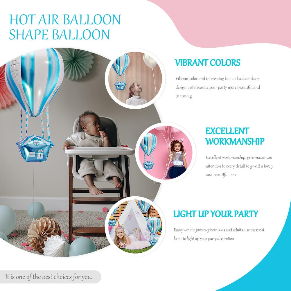 4 Pcs Hot Air Balloon Foil Decoration Aluminum Film Decorations Baby Toy Cake Topper Kids Birthday Party Helium