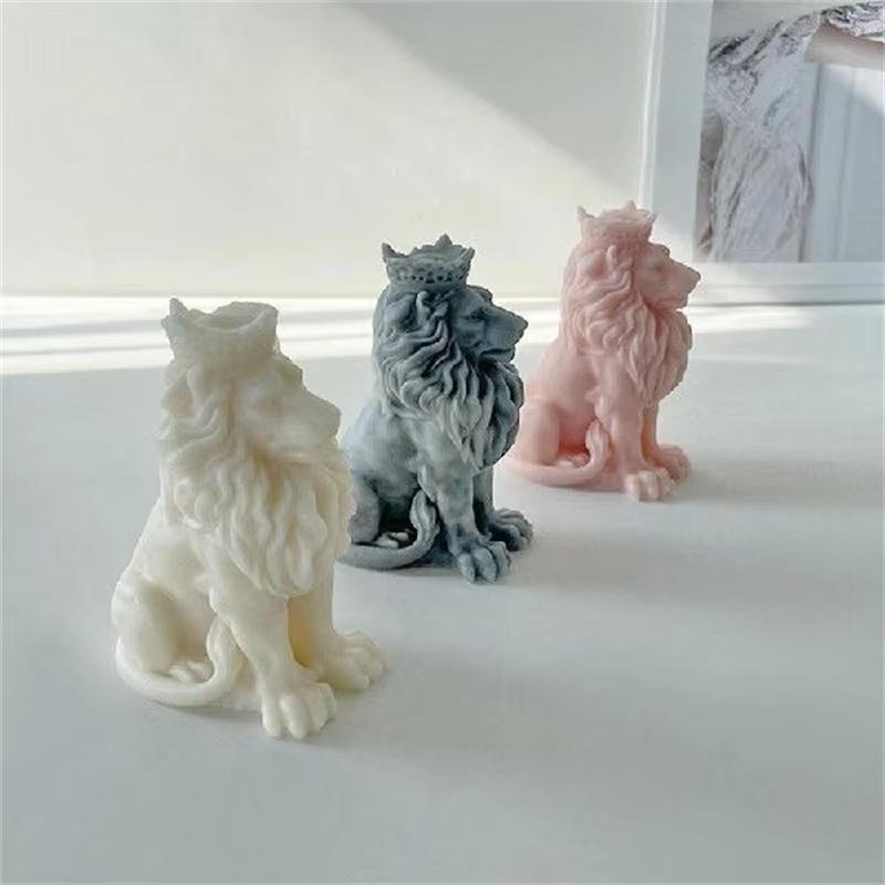 1pc Cute Lion Silicone Candle Mold Handmade 3D Sitting Lion King Animal Soap Paste Resin Cement Casting Mold