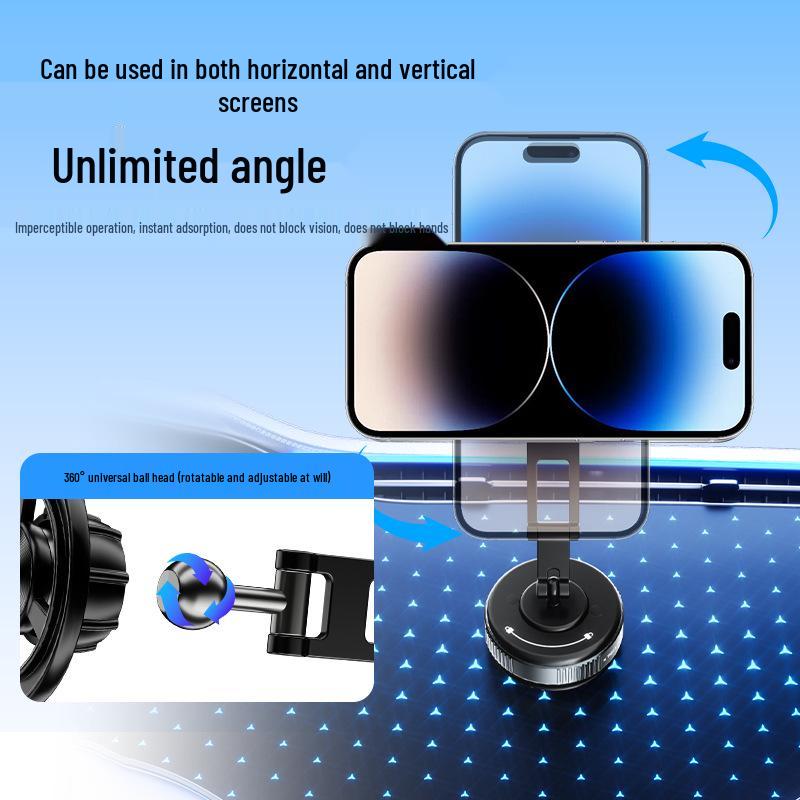 Magnetic Car Mount: 2026 Rotating & Folding Vacuum Suction Holder with Strong Magnetic Force for Car Navigation
