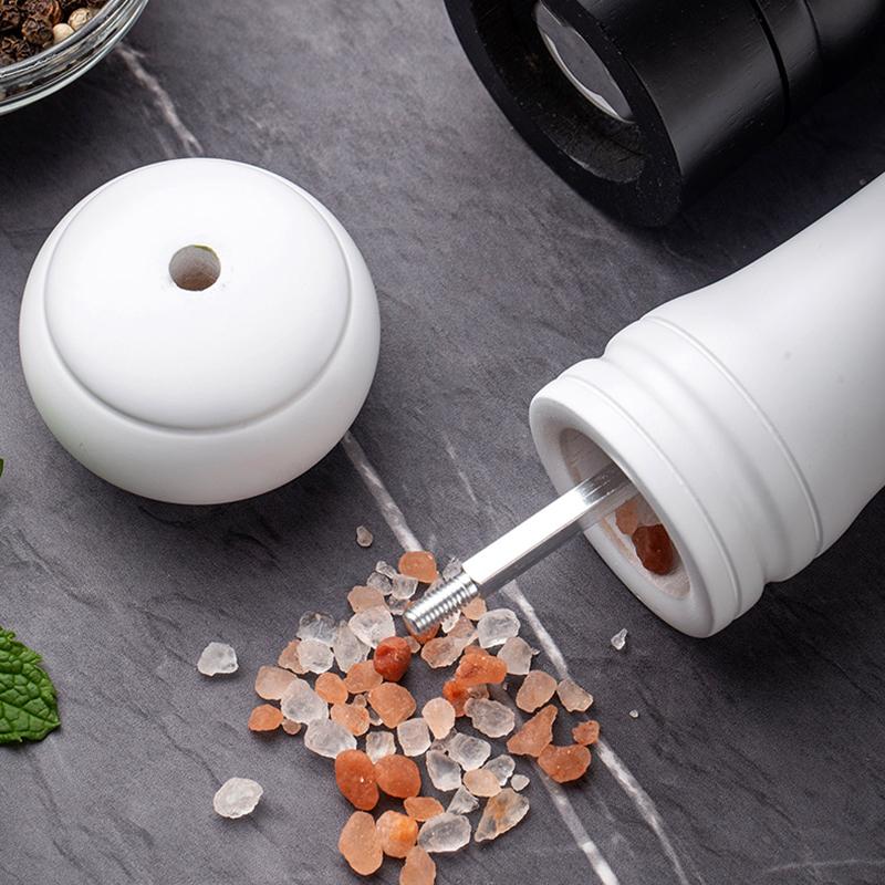 8-inch Black and White PU Paint Pepper Grinder Kitchen Household Rose Salt Pepper Mill Seasoning Bottle