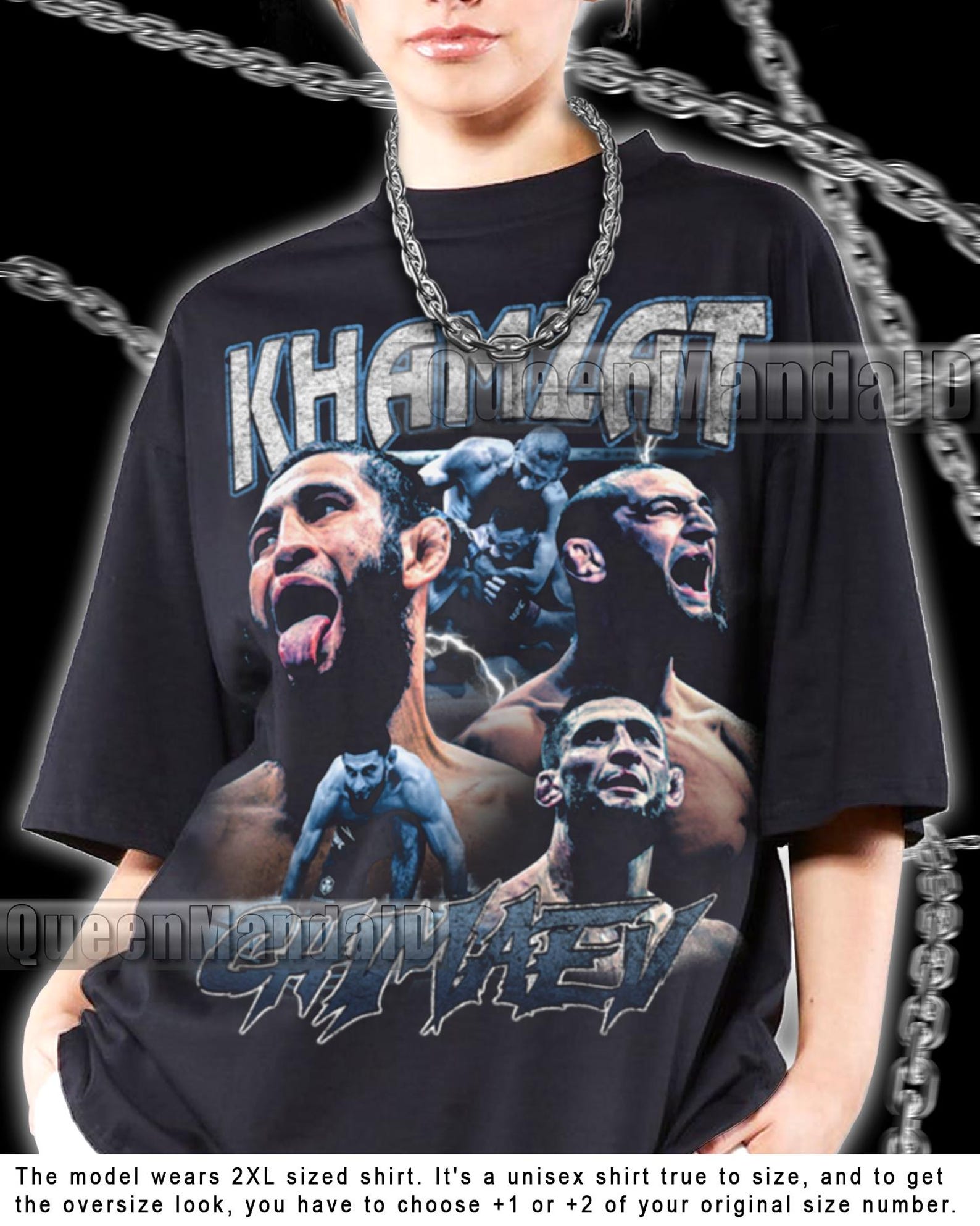Khamzat Chimaev 90s Retro Fighter Bootleg Fan Tee, Vintage SporT-Shirt KUS76 2XL