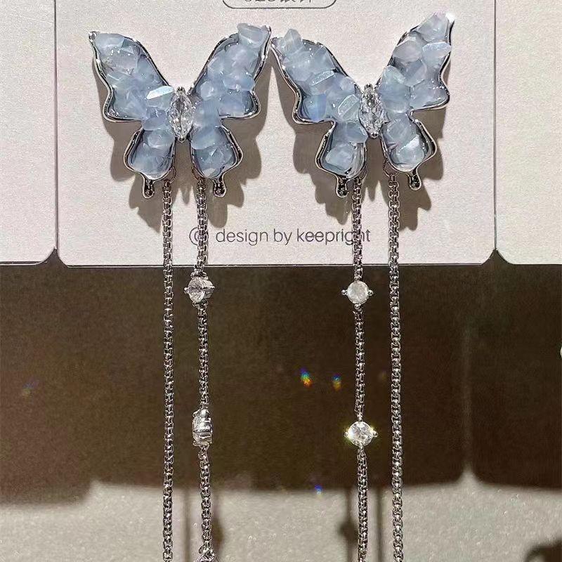 Butterfly Crystal Earrings Unique Design Highend Feel Exquisite Summer Earrings For Women