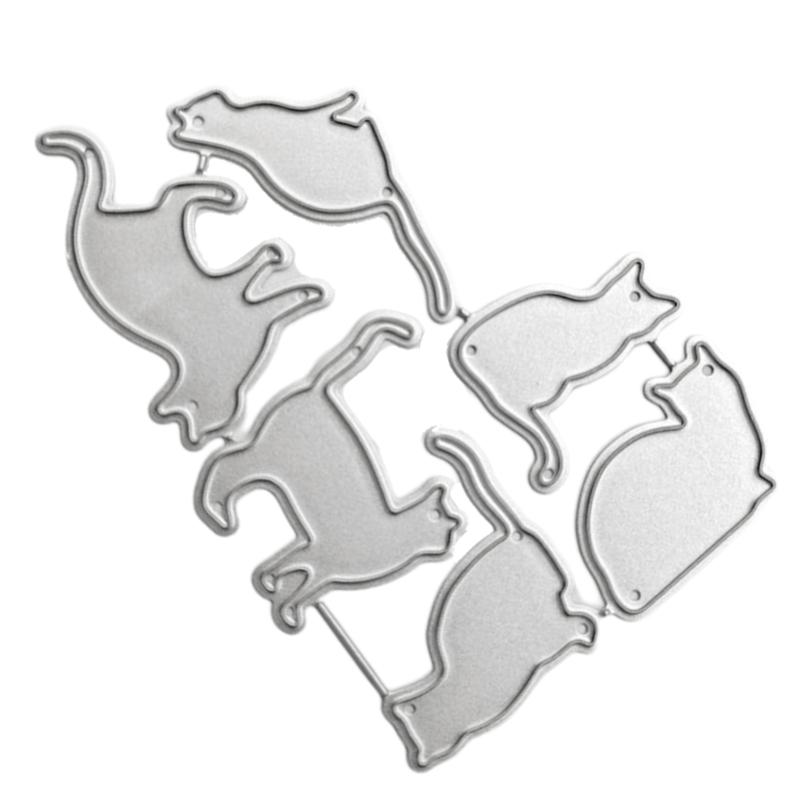 Multipurpose Kitten Animal Shape Cutting Dies Carbon Steel Die Cut Metal Embossing Stencils for Card Making Scrapbooking