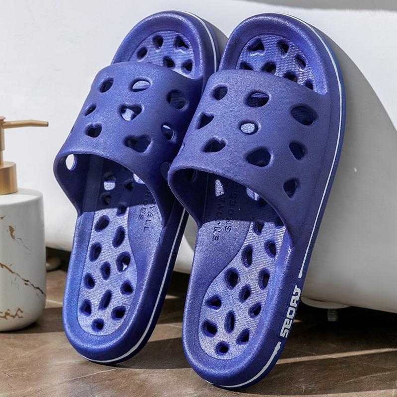 Summer Large Size Non-slip Water Leakage Quick Dry Hollow Indoor Couple Thick Bottom Sandals Slippers
