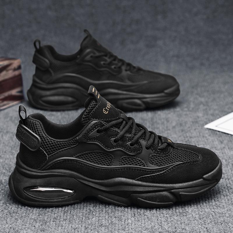 

2024 Новые кроссовки для мужчин Кроссовки из дышащей сетки Повседневная спортивная обувь Удобные молодежные крутые кроссовки на шнуровке 44 чёрный