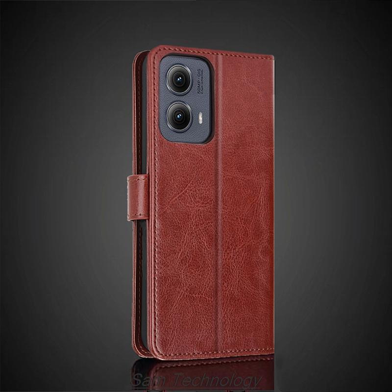 Card Holder Cover Case for Motorola Moto Edge 2024 Pu Leather Flip Cover Retro Wallet Phone Case Business Fundas Coque