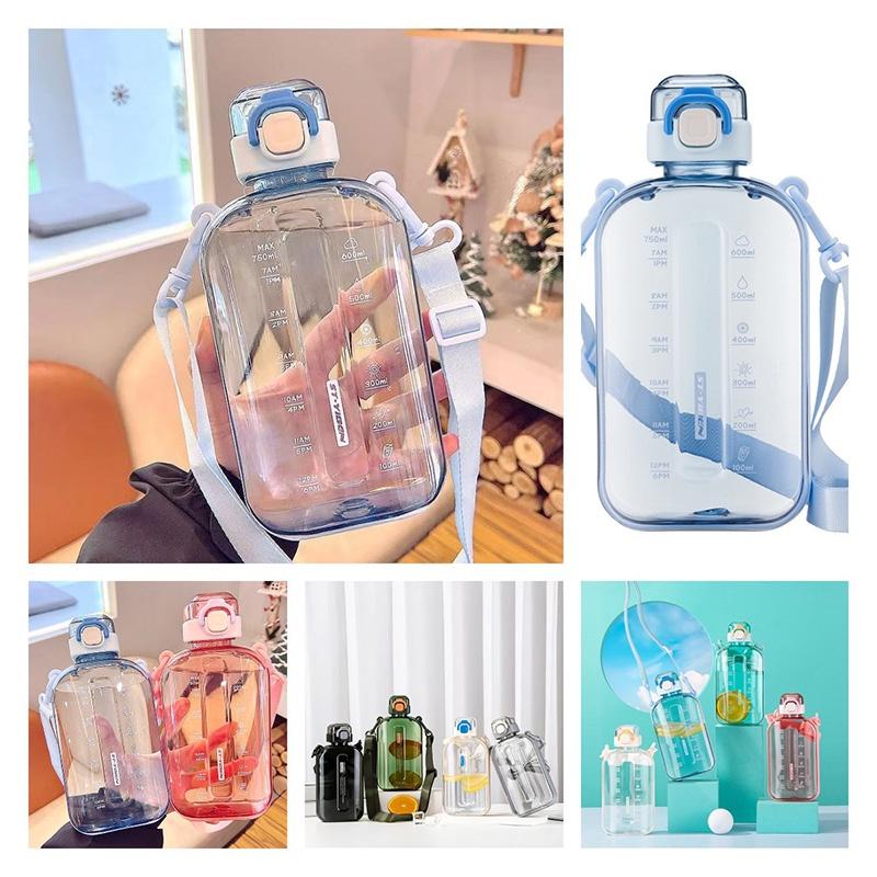 Flacher Typ Raumbecher mit Riemen Outdoor-Sport Wasserflasche für junge Erwachsene