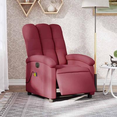 Vidaxl Reclining Massage Chair, Electric, Wine Red, Fabric