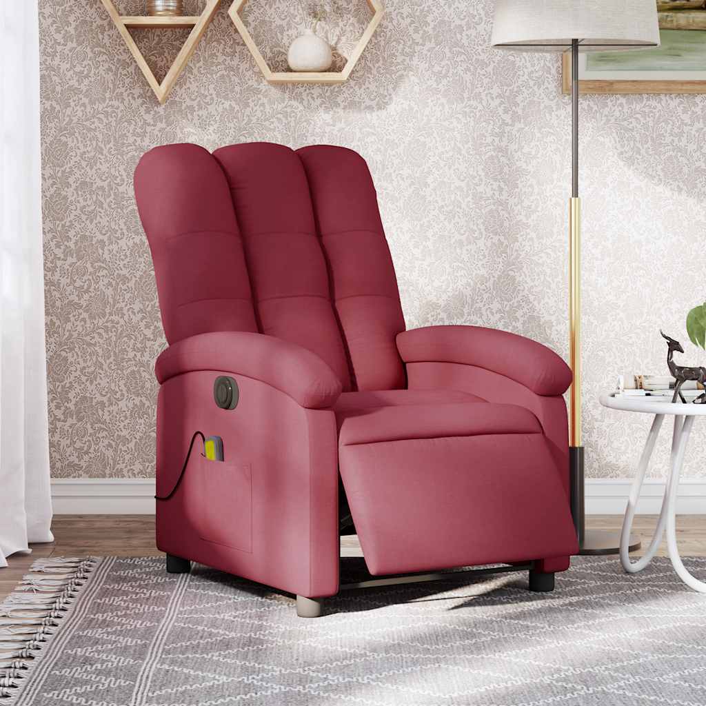 Electric Massage Chair Burgundy Fabric