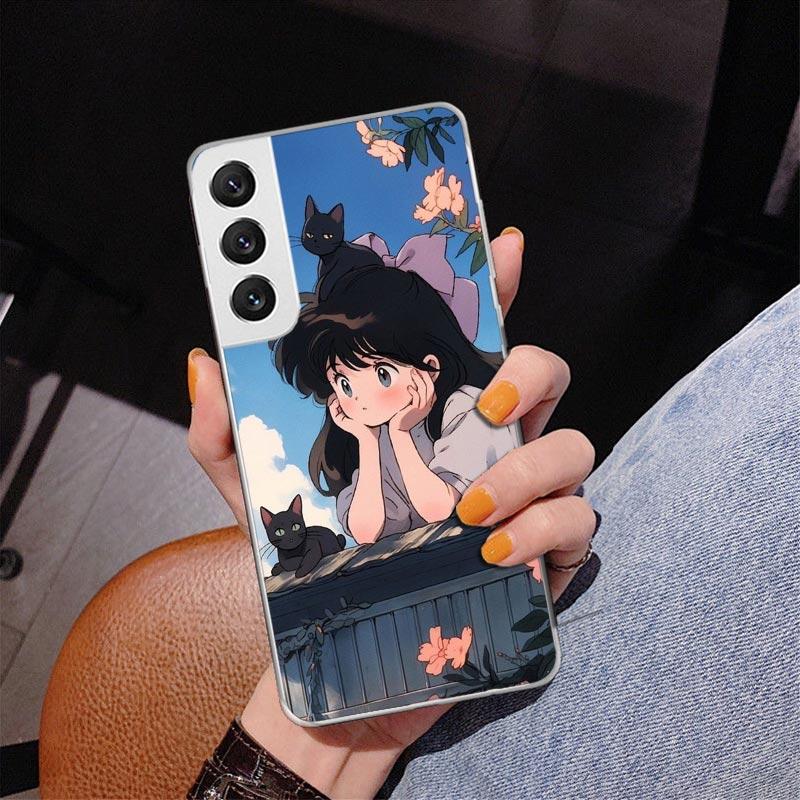 Cute Anime Ins Girls Animal Cat Phone Case For Samsung Galaxy S24 S25 Edge S26 Ultra S23 S22 S21 Plus S20 FE + Personalized Prin