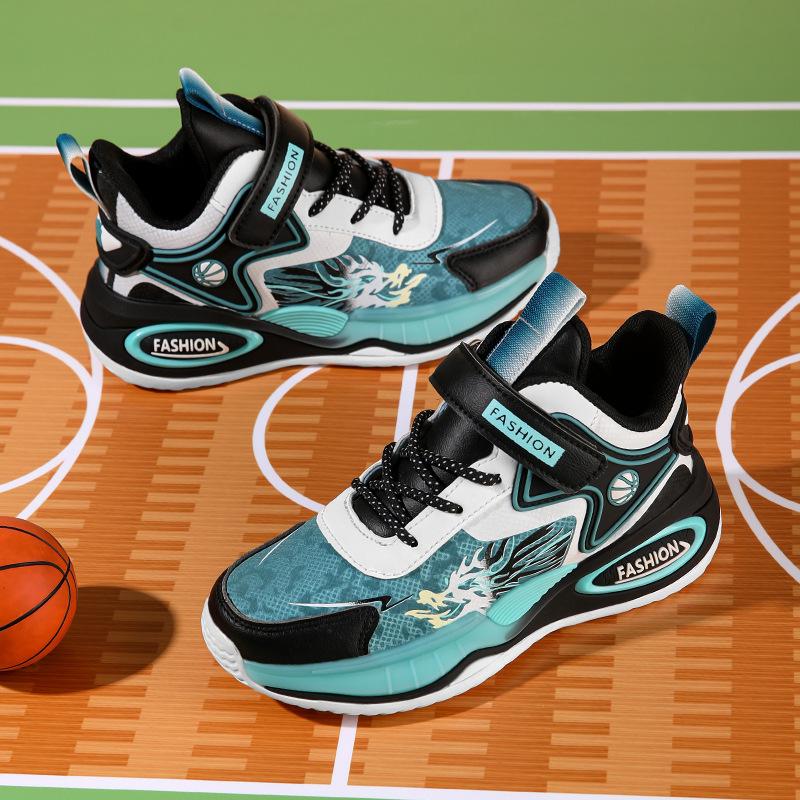 Children's shoes boys basketball shoes 2025 new spring and autumn leather waterproof boys sports shoes boys actual combat sneakers