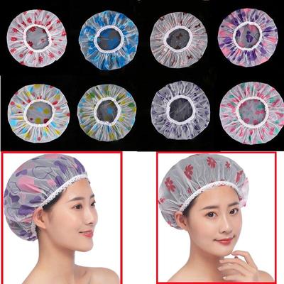 Colorful Reusable Shower Cap with Elastic Band Thicken Bathing Hat for Women Perfect for Hair Salon Bathing Accessory Waterproof
