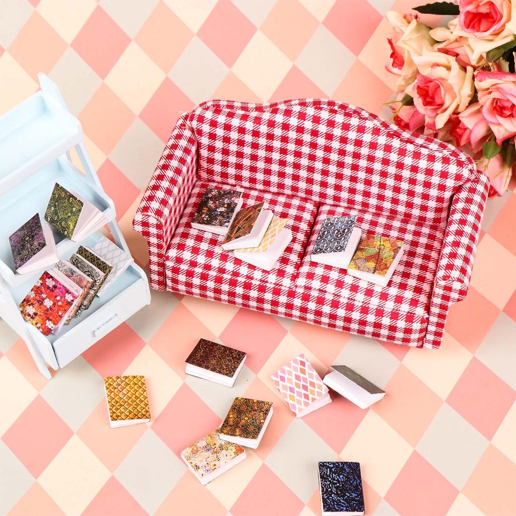 20 Pcs 1:12 Scale Miniatures Dollhouse Books Assorted Retro Vintage Mini Books M