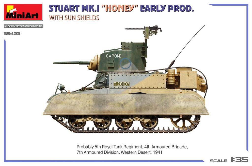 Miniart Stuart Honey Early Model with Sunshield Plastic Model Kit MA35423 1/35 Mk.I (Tank)
