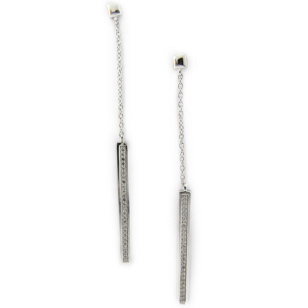 Les Trésors De Lily [L7433] - Silver Earrings 'Sissi' Silver White (rhodium-plated) - 60x3 Mm